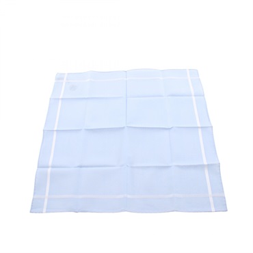 HERMES H Relief Handkerchief Scarf cotton Blue White Used unisex