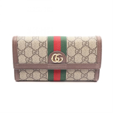 GUCCI Ophidia GG Supreme Wallet Bifoldpurse 523153 leather PVC Beige Brown Used