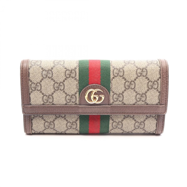 GUCCI Ophidia GG Supreme Wallet Bifoldpurse 523153 leather PVC Beige Brown Used