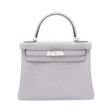 HERMES Kelly 28 Sellier Shoulder Handbag Togo leather Gris Pantin SHW Used G
