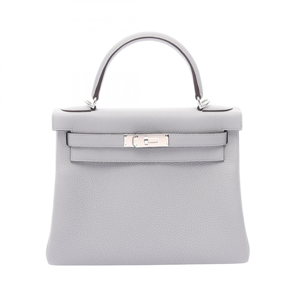 HERMES Kelly 28 Sellier Shoulder Handbag Togo leather Gris Pantin SHW Used G