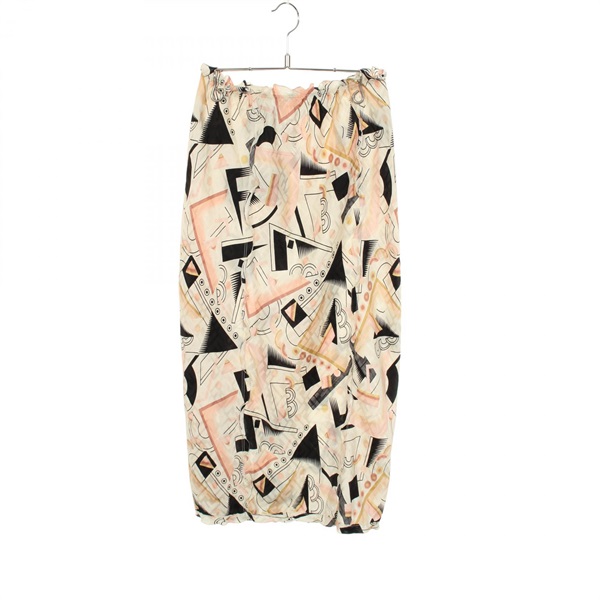 FENDI Full Print Long Skirt #38 silk Beige Black Pink Women