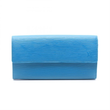 LOUIS VUITTON Portefeuille Sarah Bifold Wallet Purse M60324 Epi leather Cyan LV
