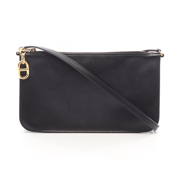 HERMES Zipengo Chaine d'Ancre Shoulder Bag Evercolor leather Black Used K GHW