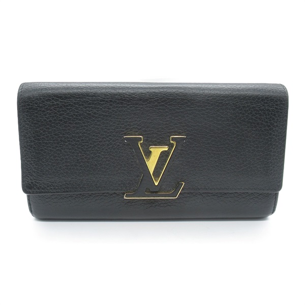 LOUIS VUITTON Portefeuille Capucines long wallet Purse M61248 Taurillon Noir LV