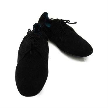 HERMES Ballet lace-up shoes casual flats #37.5 Suede Black Used