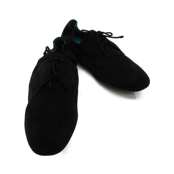 HERMES Ballet lace-up shoes casual flats #37.5 Suede Black Used