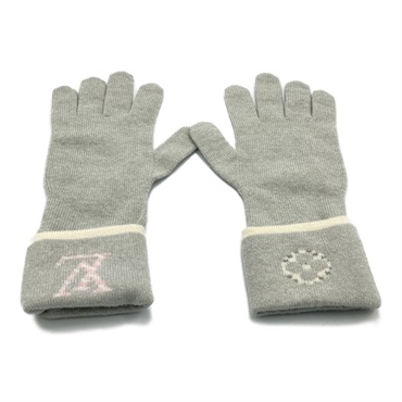 LOUIS VUITTON Gloves mitten M70839 wool cashmere Gray Used unisex