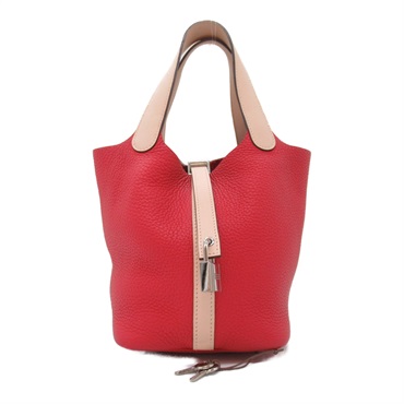 HERMES Picotin Lock PM Touch Rouge Tomate Rose eglantine Tote Bag Swift Clemence