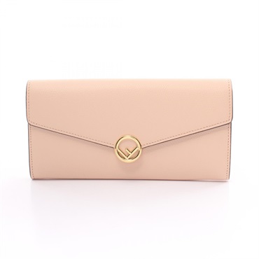 FENDI F Is Bifold long wallet purse 8M0251 leather Pink Used
