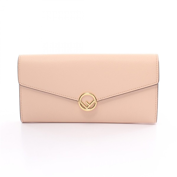 FENDI F Is Bifold long wallet purse 8M0251 leather Pink Used