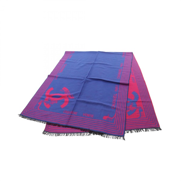 CHANEL VENISE CROISIERE COCO Mark scarf silk cashmere Blue Pink Used Women CC