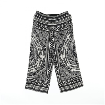 HERMES Astrologie Bandana Pants 3H0407D7 silk Black White White Used Women #34