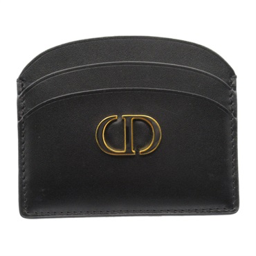 Christian Dior CD logo card case holder leather Black Used