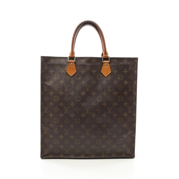 LOUIS VUITTON Sac Plat Hand Tote Bag M51140 Monogram canvas leather Brown Used