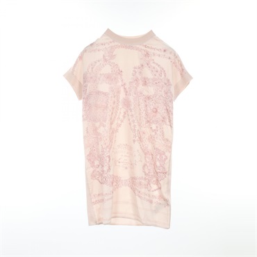 HERMES BRIDES de GALA en fleurs Twillaine Dress #34 5E2820DQ silk Pink Used