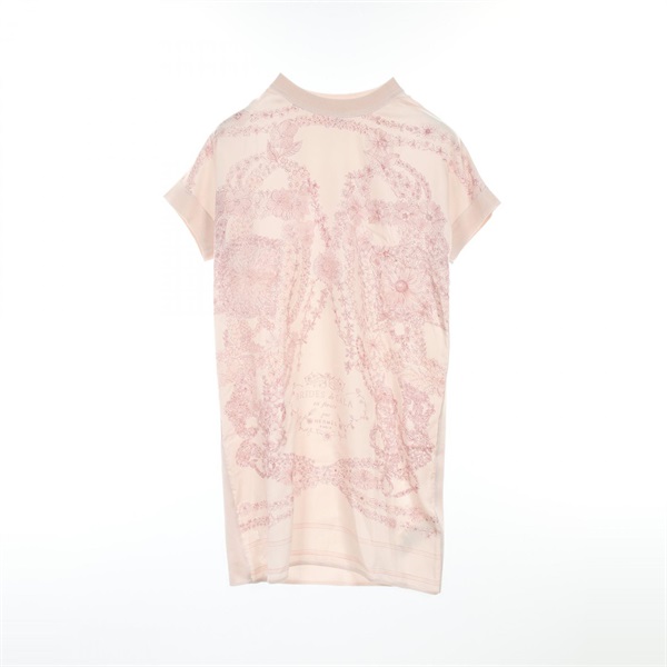 HERMES BRIDES de GALA en fleurs Twillaine Dress #34 5E2820DQ silk Pink Used