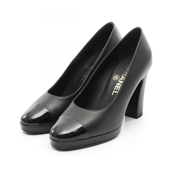 CHANEL COCO Mark pumps Shoes G36410 leather Patent leather Black Used Women #36