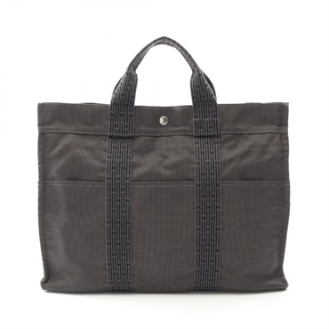 HERMES Herline MM Hand Tote Bag Nylon canvas Gray Used unisex SHW
