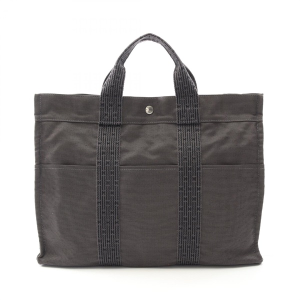 HERMES Herline MM Hand Tote Bag Nylon canvas Gray Used unisex SHW