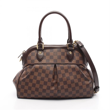 LOUIS VUITTON Trevi PM 2Way Shoulder Handbag N51997 Damier Canvas Ebene Used LV