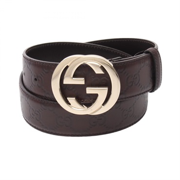 GUCCI Interlocking G Guccisima Belt 114876 leather Brown Used Women