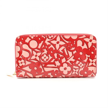 LOUIS VUITTON Zippy Wallet Purse M90125 Sweet Monogram Vernis Leather Pink Red
