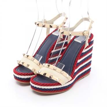 Valentino Garavani Rock studs Sandals leather Fabric Navy White Red #35 Women
