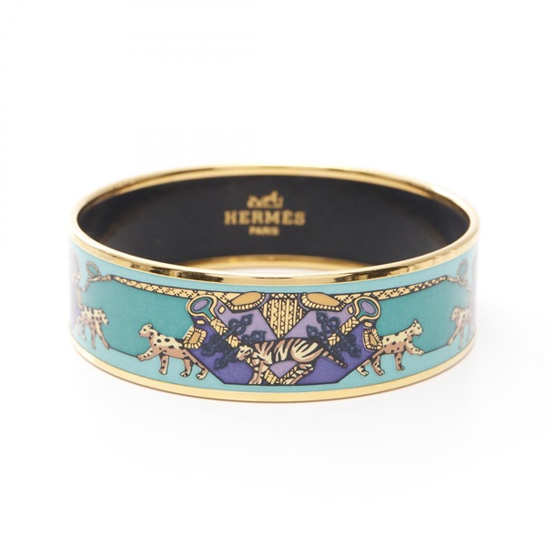HERMES Emaille GM Bangle bracelet 20.5cm Gold Plated Cloisonne Used Women