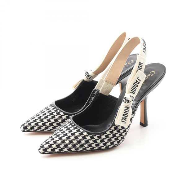 Christian Dior J'ADIOR slingback pumps Sandals leather Fabric B&W #35.5D Women