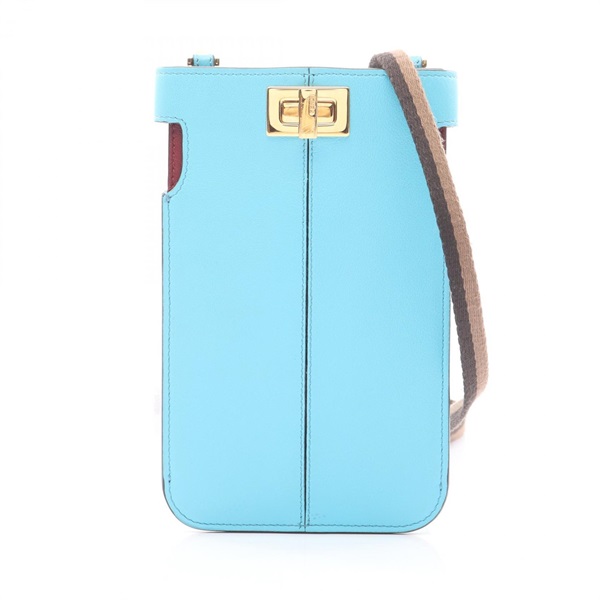 FENDI phone pouch Crossbody Shoulder Bag 8M0442 leather Blue Used Women