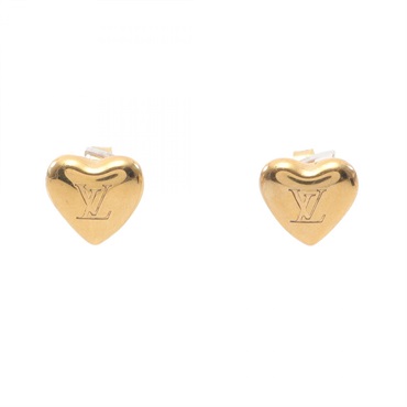 LOUIS VUITTON LV Heart Pierced earrings Gold Plated Used Women LV
