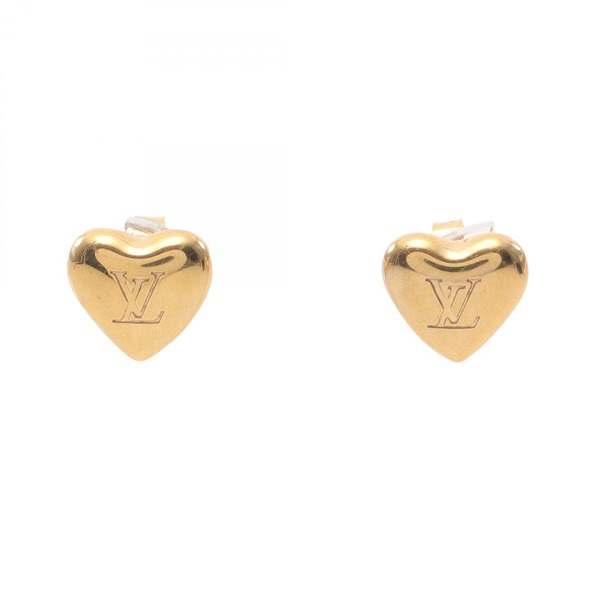 LOUIS VUITTON LV Heart Pierced earrings Gold Plated Used Women LV