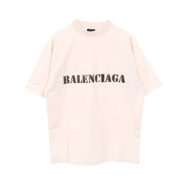 BALENCIAGA Stencil Type T-shirt short sleeve tops cotton Beige Used mens size XS