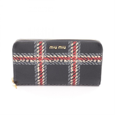 Miu Miu Around zip long wallet purse 5ML506 leather Black Multicolor Used Women