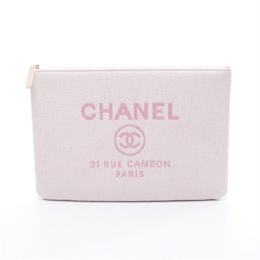 CHANEL Deauville Clutch mini bag pouch clutch bag A80117 straw Pink Used Women