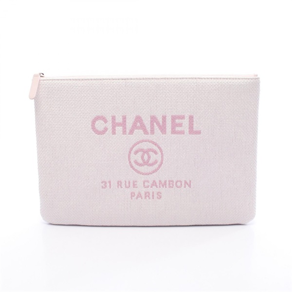 CHANEL Deauville Clutch mini bag pouch clutch bag A80117 straw Pink Used Women