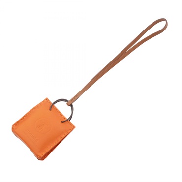 HERMES Sac bag charm D Agneau milo leather Orange Feu Used Women