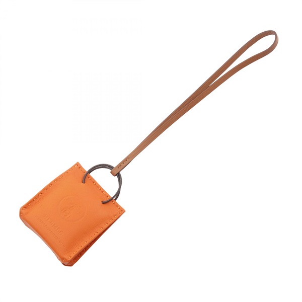 HERMES Sac bag charm D Agneau milo leather Orange Feu Used Women