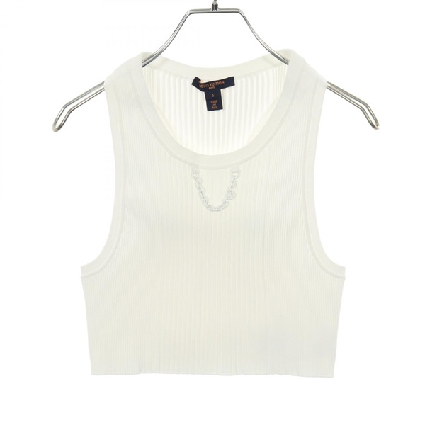 LOUIS VUITTON rib knitted crop Tank top #S Rayon White Used Women