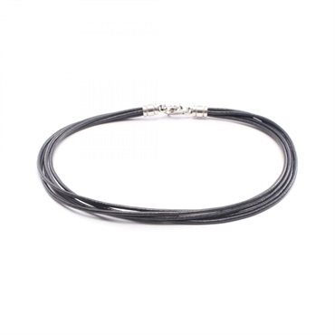 BVLGARI Choker leather Stainless Steel Black Silver Used unisex