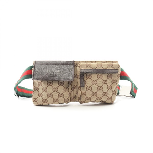 GUCCI GG canvas Sherry line Waist bag 162962 canvas leather Beige Brown Used