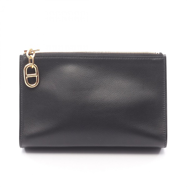 HERMES Zipengo PM Chaine d'Ancre Pouch Clutch bag K Evercolor leather Black GHW