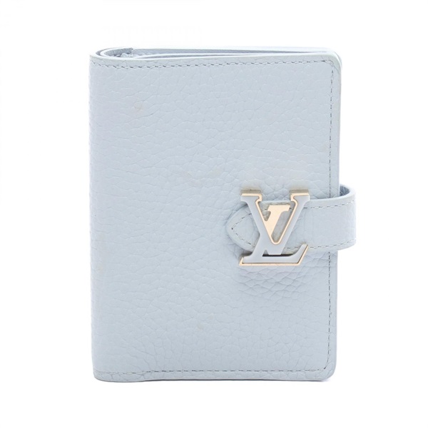 LOUIS VUITTON LV Vertical Compact wallet M83572 leather Blue Orump Used Women LV