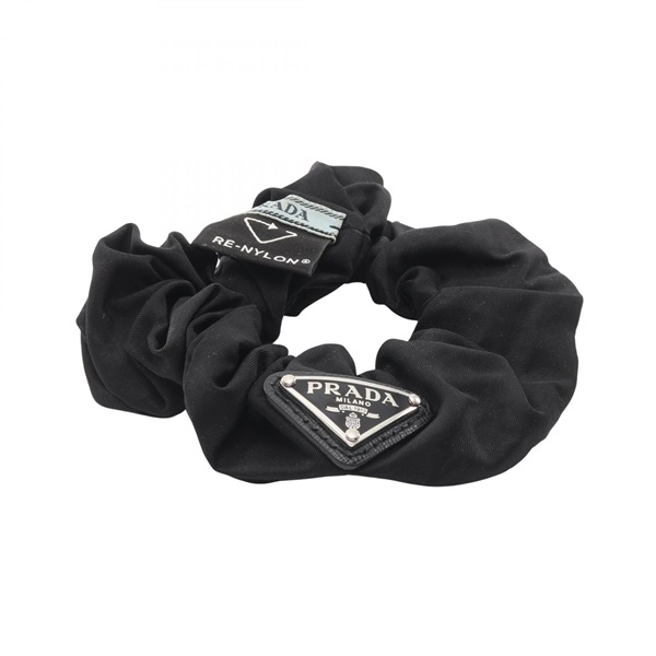 PRADA Re-Nylon Scrunchie Hair accessory Nylon Black Triangle logo Used Women