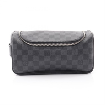 LOUIS VUITTON Toiletary Pouch clutch bag N47625 Damier graphite canvas Black LV
