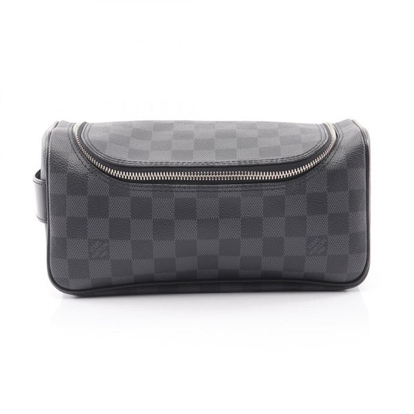 LOUIS VUITTON Toiletary Pouch clutch bag N47625 Damier graphite canvas Black LV