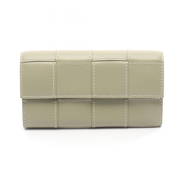BOTTEGA VENETA Intrecciato stitch cassette Bifoldpurse leather Green Used Women