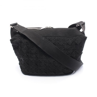 BOTTEGA VENETA Intrecciato webbing Shoulder Bag Nylon canvas Black Used Women