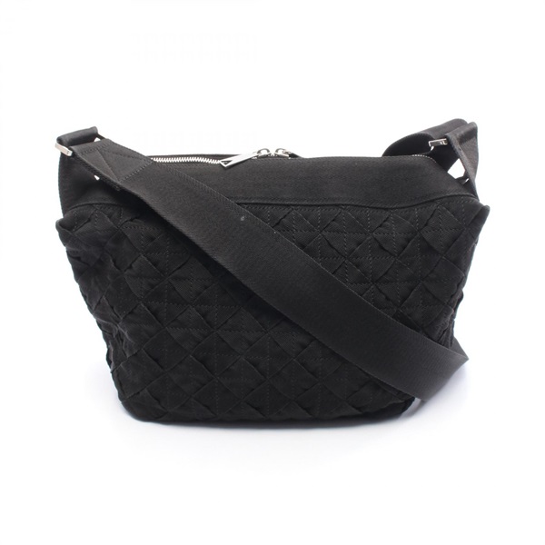 BOTTEGA VENETA Intrecciato webbing Shoulder Bag Nylon canvas Black Used Women